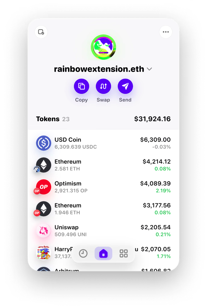 Rainbow wallet app preview